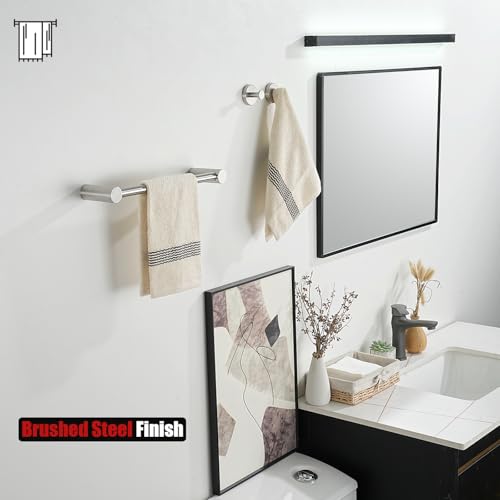JQK Towel Bar Brushed, 14.5 Inch 304 Stainless Steel Thicken 0.8mm Towel Rack Bathroom Wall Mount, Useable Length 12 Inch, TB610L12-BN - color: Brushed Steel, size: 14.5 Inch