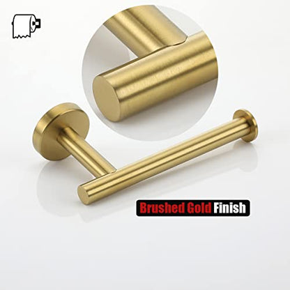 JQK Gold Toilet Paper Holder, 5 Inch Tissue Paper Dispenser, 304 Stainless Steel Thick 0.8mm Wall Mount, Brushed Brass, 2 Pack, TPH120-BG-P2 - color: Gold, size: Knob(2 Pack)