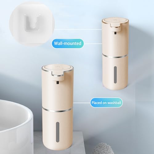Automatic Soap Dispenser – Touchless Foaming Soap Dispenser 400ml USB Rechargeable Dispenser Electric Wall Mounted 4levels Adjustable Foam Soap Dispenser Pump for Bathroom Kitchen(Gold) - color: Gold, style: Foam