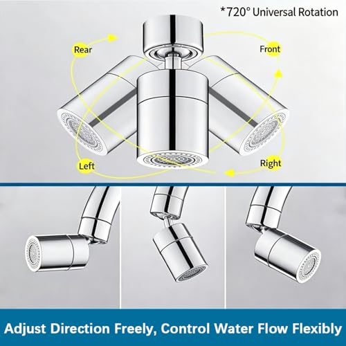 360° Twist Kitchen Sink Aerator, Dual-function Sink Sprayer Attachment, Faucet Replacement Part 55/64'' Female Thread, Chrome