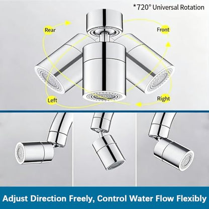 360° Twist Kitchen Sink Aerator, Dual-function Sink Sprayer Attachment, Faucet Replacement Part 55/64'' Female Thread, Chrome