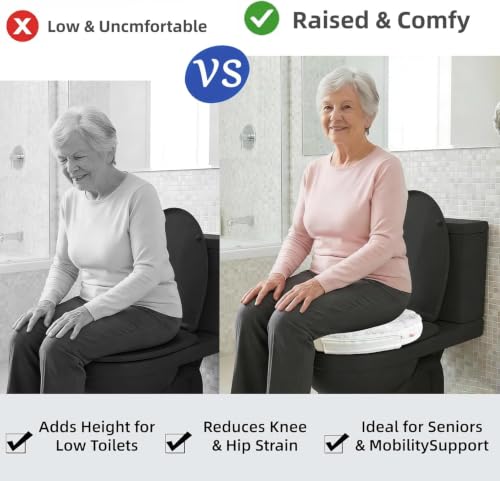 2-Inch Soft Padded Toilet Seat Riser Cushion for Seniors | Plush Top with Easy-Clean Leather Cover, Adds Comfort and Height to Low Toilets, Mobility Support - size: 2 Inch Plush