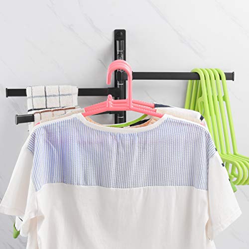 Swivel Hand Towel Bar Bathroom Swing Hanger Towel Rack Holder Matte Black Finish, Wall Mounted, 5-Arm - size: 5-Arm