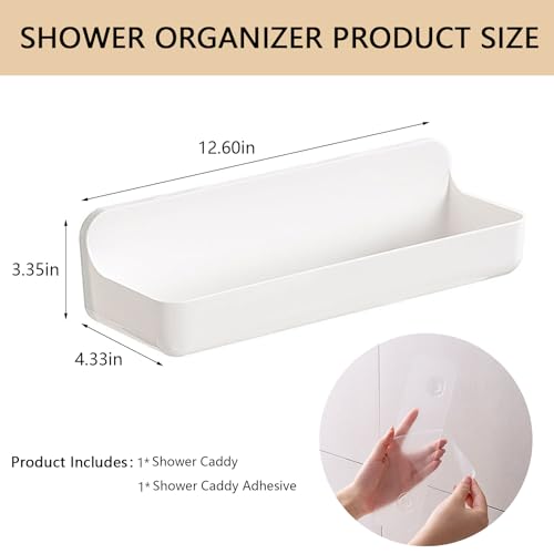 Resdenio Wall Mount Shower Caddy Hanging - No Drill Bathroom Shelves with Self Adhesive Tape, Shower Organizer and Storage Shelf for Bathroom, Kitchen, Utility Room (long basket)