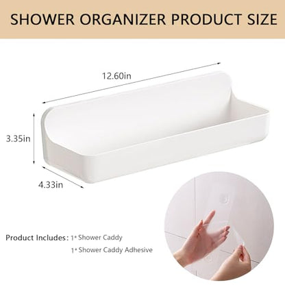Resdenio Wall Mount Shower Caddy Hanging - No Drill Bathroom Shelves with Self Adhesive Tape, Shower Organizer and Storage Shelf for Bathroom, Kitchen, Utility Room (long basket)