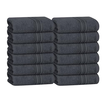 BOUTIQUO Ultra Soft Cotton Washcloths, Contains 12 Piece Face Cloths 12x12 inch, Ideal for Everyday use Face Towels, Compact & Lightweight Multi Purpose Washcloths - Charcoal Grey - color: Charcoal Grey, size: Washcloths - Set of 12