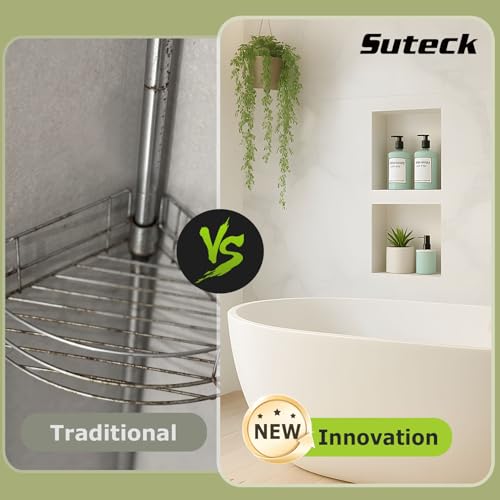 Suteck 32"x16" Shower Niche, Double Shelf Tile-Ready Waterproof Storage Box | 12"x12" Each Cubby | 100% Waterproof ABS | Over/Flush Mount, Vertical/Horizontal | Multi-Scene For Bathroom, Kitchen - size: 32" x 16"