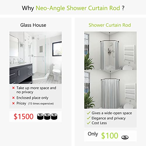 Naiture Neo-Angle Shower Curtain Rod,41-1/2"X26"X41-1/2", Oil Rubbed Bronze | Aluminum, Includes 36" Ceiling Support and Mounting Hardware, Cut to Fit, Permanent Wall Mount, Rustproof - color: Oil Rubbed Bronze, size: 41-1/2" X 26" X 41-1/2"