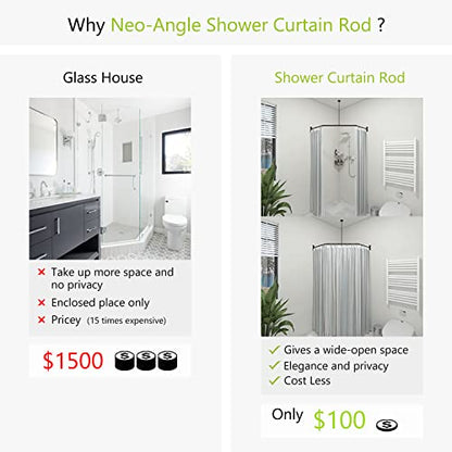 Naiture Neo-Angle Shower Curtain Rod,41-1/2"X26"X41-1/2", Oil Rubbed Bronze | Aluminum, Includes 36" Ceiling Support and Mounting Hardware, Cut to Fit, Permanent Wall Mount, Rustproof - color: Oil Rubbed Bronze, size: 41-1/2" X 26" X 41-1/2"