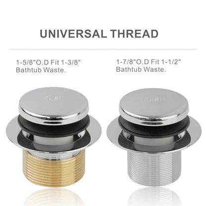 HIDROP Chrome Tip Toe Tub Drain Kit, 1-Hole Overflow Faceplate Replacement | Brass and 304 Stainless Steel Tub Drain, Universal Fine/Coarse Thread fit 1-3/8" or 1-1/2" Tub Drain, Bathtub Conversion Kit - color: Chrome, style: 1 Hole
