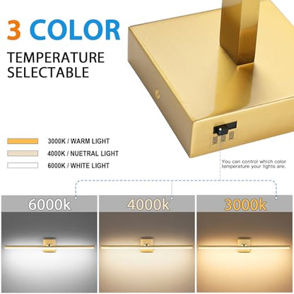 LED Bathroom Vanity Light, Modern Bathroom Light Fixture Over Mirror (3000K/4000K/6000K, Dimmable), Vanity Light Bar with Angle Adjustable, 32 Inch, Brass - color: Brass, size: 32 inch