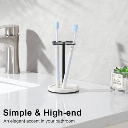 Luxspire Toothbrush Holder Stand, 4 Slots, Matte Black | Stainless Steel Tooth Brush Holder with Diatomaceous Earth Base, Toothbrush Holders for Bathrooms - color: Matte Black