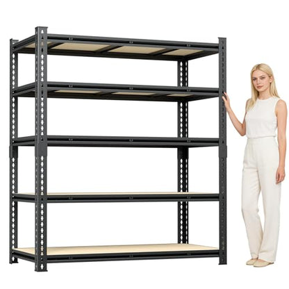 5 Tier Garage Shelving, Adjustable Heavy Duty Garage Shelves | 72 "H Metal Storage Shelves Unit for Basement,Warehouse,Pantry Kitchen - size: 72*55*24