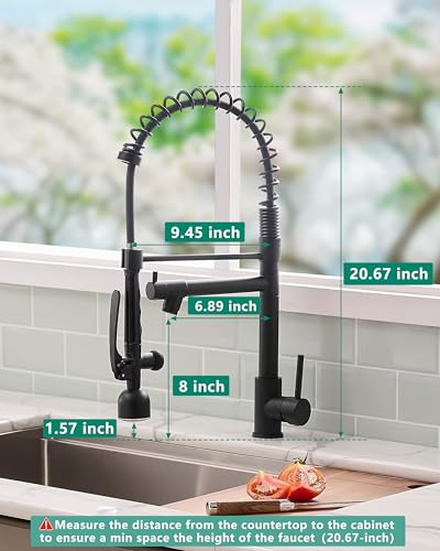 Fapully Black Kitchen Faucet with Pull Down Sprayer,Commercial LED Kitchen Faucet,Single Handle Single Hole Kitchen Sink Faucets - color: Matte Black, style: Modern