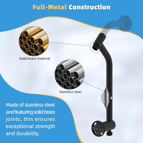 Hibbent All Metal 4 Way Shower Diverter, Showerhead Holder, Matte Black | Easy Reach Diverter Valve with Pause Mode, 13.5" Stainless Steel Slide Bar, 4-Setting Replacement for Handheld & Fixed Shower - color: Matte Black
