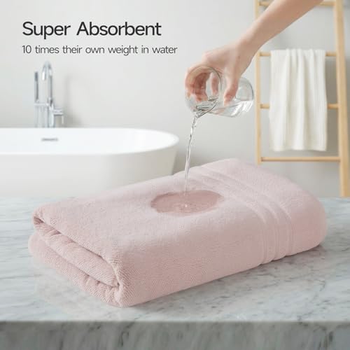 REDKISS Pink Extra Large Bath Sheets Towels - 700 GSM Cotton Bath Sheet, 35 x 70 Inches Jumbo Bathroom Towel Super Soft, Highly Absorbent, Hotel Quality, for Bathroom, Gym, 2 Piece - color: Pink