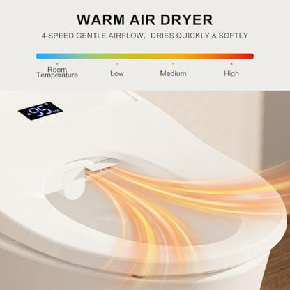 Electric Bidet Toilet Seat, Heated Toilet Seat, Elongated White | Warm Water Wash, Warm Air Dryer, Self-Cleaning Nozzle, Wireless Remote, LED Night Light, Soft-Close Lid, Easy Install - style: Remote – Classic