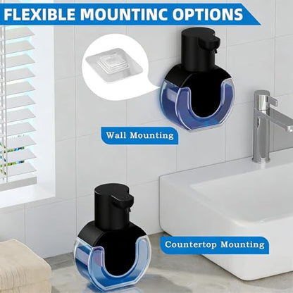 2Pack Automatic Soap Dispenser Touchless, Rechargeable Foaming Soap Dispenser,15oz/420ml Smart Hand Soap Dispensers,4-Level Adjustable,Wall Mount for Bathroom Kitchen Dish Soap,Hands-Free,Black - color: 2 Pack-black 02, style: Foam