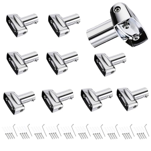 KoKone 10 Pack Shower Curtain Rod Bracket Adjustable 180° Rotation Bracket | for Curved Shower Curtain Rod Sturdy Zinc Alloy Wall Mounted Curtain Rod Holder for Bathroom, Wardrobe, Kitchen, Silver