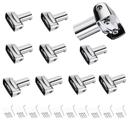 KoKone 10 Pack Shower Curtain Rod Bracket Adjustable 180° Rotation Bracket | for Curved Shower Curtain Rod Sturdy Zinc Alloy Wall Mounted Curtain Rod Holder for Bathroom, Wardrobe, Kitchen, Silver