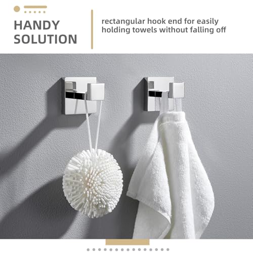 Angle Simple Bathroom Towel Hook, Robe Coat Hanger, Polished Chrome, 2 Pack | SUS304 Stainless Steel, Heavy Duty Wall Hook for RV Garage Kitchen Closet Cabinet, Hand Towel Holder Screw Wall Mount - color: Polished Chrome, size: 2 Pack
