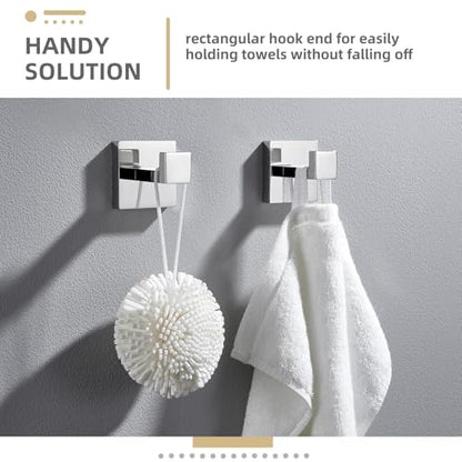 Angle Simple Bathroom Towel Hook, Robe Coat Hanger, Polished Chrome, 2 Pack | SUS304 Stainless Steel, Heavy Duty Wall Hook for RV Garage Kitchen Closet Cabinet, Hand Towel Holder Screw Wall Mount - color: Polished Chrome, size: 2 Pack
