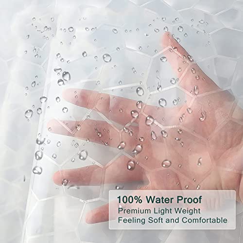 EVA Clear Shower Curtain Liner, 3D Water Cube 5G Shower Liners with 12 Rustproof Metal Grommets and Weighted Magnets, Waterproof Duty for Bathroom 72 x 72 - color: Cube-clear