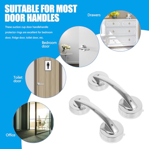 Suction Shower Door Handle Silver Shower Grab Bar for Glass Doors Portable Bathroom Safety Support for Elderly Easy Install on Smooth Surfaces 7.71 X 2.55 X 1.96 in