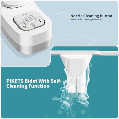 Bidet Attachment for Toilet, Dual Nozzle (Frontal and Rear Wash) Non-Electric Fresh Water Bidet Toilet Seat Attachment with Nozzle Self Cleaning, Adjustable Water Pressure (White) - color: White