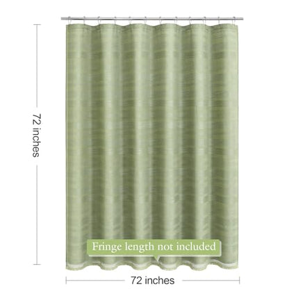 Boho Farmhouse Shower Curtain Set with Tassel, Linen Bohemian French Country Chic Bathroom Shower Curtain Set, Modern Striped Textured Shower Curtain 72x72 - Olive Green - color: Olive Green, size: 72"W x 72"L (Pack of 1)
