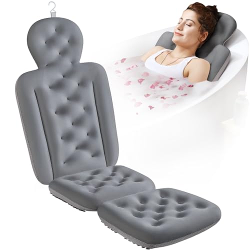 Full Body Bath Pillow for Bathtub, Thick Bathtub Cushion, Luxury Tub Pillow for Bath for Headrest Neck and Back Support Gray 51" x 16" - color: Gray, size: 51" X 16"