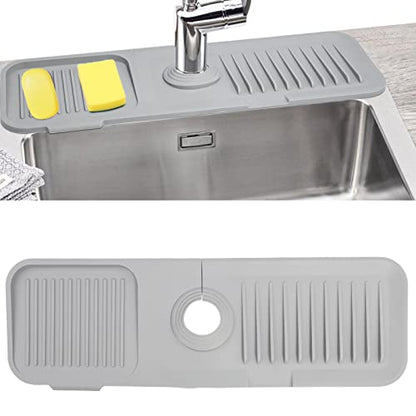 Sink Splash Guard Silicone Sink Faucet Mat Sink Accessories | for Kitchen, Bathroom, Sink Sponge Holder (Grey) - color: Gray