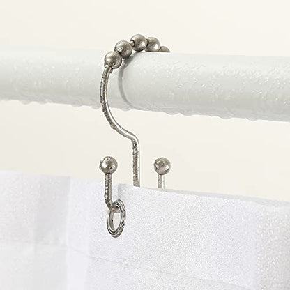 Shower Curtain Hooks, Goowin Shower Curtain Rings, Stainless Steel Shower Curtain Hooks Rust Proof Free Sliding Double Shower Hooks for Curtain, Shower Curtains & Liners (Matte Nickel) - color: Matte Nickel