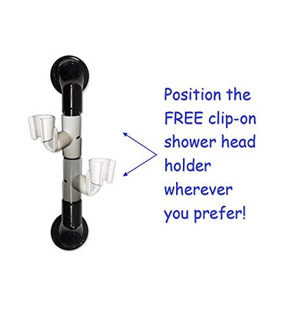 MedGear A-0163A2 12 in Wall-Mount Assist Bar, Black & Includes Clip-On Shower Head Holder - color: Black