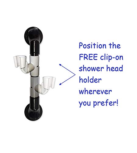 MedGear A-0163A2 12 in Wall-Mount Assist Bar, Black & Includes Clip-On Shower Head Holder - color: Black