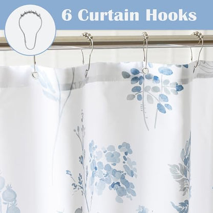 Light Blue Grey Small Stall Shower Curtain,Waterproof Fabirc Dusty Blue and White Grand Millenial Shower Curtains for Bathroom with Hooks 36x72 - color: Grey & Blue, size: 36"W x 72"L (Pack of 1)