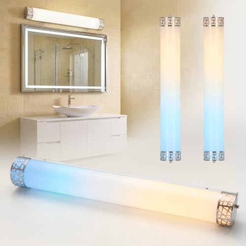 ASD 36 Inch LED Bathroom Vanity Light, 5CCT 2700K-5000K 30W, Dimmable Bathroom Light Fixtures, Modern Vanity Lights for Bathroom Lighting Fixtures Over Mirror, Wall Light Bar, Brushed Nickel, ETL, 2P - color: 36 Inch - Brushed Nickel, size: 2 Pack
