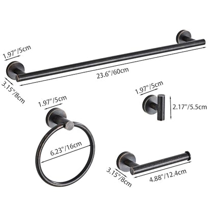 Oil Rubbed Bronze Bathroom Hardware Set 5 Piece with Towel Racks for Bathroom, SUS304 Stainless Steel Bath Towel Bar Set, 24 Inch Wall Mounted Accessories Kit - color: Oil Rubbed Bronze