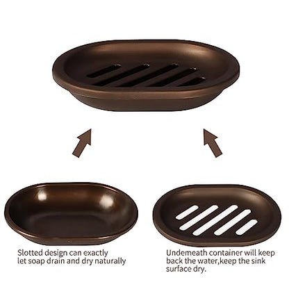 TOPSKY 4 Pcs Soap Dish for Shower, Soap Savers with Drip Tray, Plastic Double Layer Draining Soap Box for Bathroom - Bronze - color: Bronze 4pcs