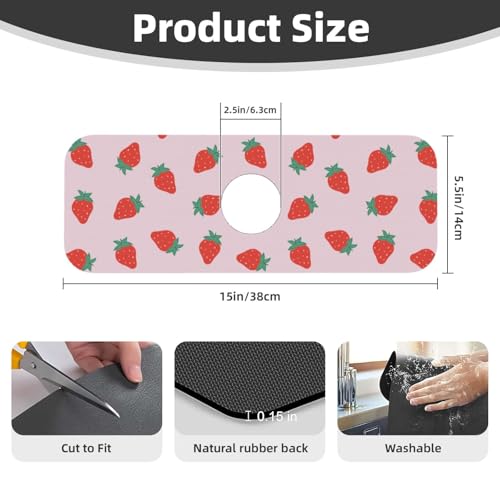 Diatomite Faucet Mat for Kitchen Fast Drying Sink & Bathroom Counter, Super Absorbent Water Sink Protectors Prevent Moisture Buildup, Sink Splash Guard Strawberry Pattern - color: Strawberry1