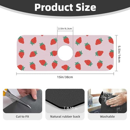 Diatomite Faucet Mat for Kitchen Fast Drying Sink & Bathroom Counter, Super Absorbent Water Sink Protectors Prevent Moisture Buildup, Sink Splash Guard Strawberry Pattern - color: Strawberry1