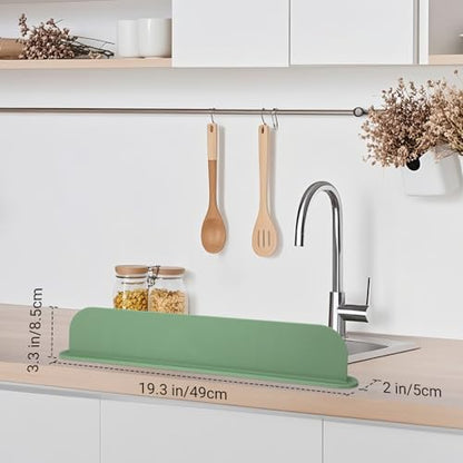19.3 inch Silicone Sink Splash Guard, Splash Guard for Kitchen Sink Area, Backsplash Protector for Kitchen Countertop & Bathroom Bathtub with Non-Slip Strong Suction, Sage Green - color: Sage Green