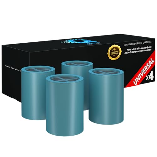 weAQUA NO BS Shower Filter Replacement Cartridge – 99% Removal of Hard Water, Chlorine, Heavy Metals, Fluoride & More – Universal Fit – High Output (4-Pack) - color: 4 Pack Replacement - Teal