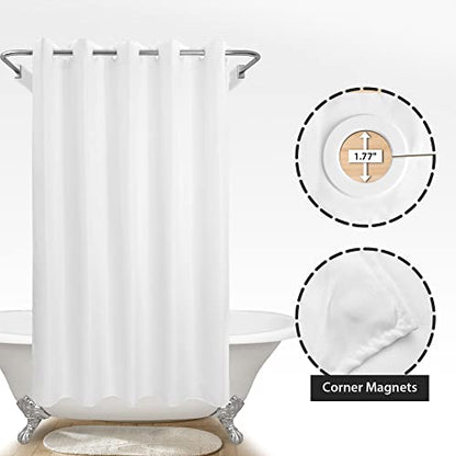 River Dream No Hook Long Shower Curtain or Liner Soft Microfiber - 78" Length Fabric Shower Curtain Liner Set, Machine Washable & Water Repellent, White, 71x80 - color: White, size: 71"W x 80"L (Pack of 1)