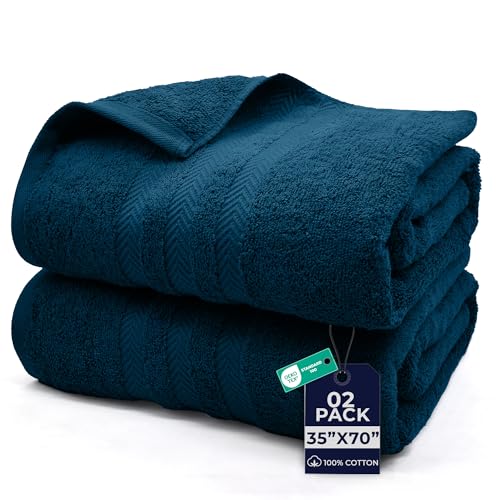 DAN River 2 Pack Bath Sheets Extra Large 35x70, Large Bath Towels for Adults, XL Oversized Heavy Duty Towel Set, 600 GSM 100% Ring Spun Cotton, Soft Quick Dry, Blue Opal - color: Blue Opal, size: Bath Sheet 35x70" (PK 2)