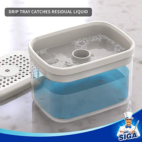 MR.SIGA Dish Soap Dispenser with Sponge Holder for Kitchen, White | Dishwashing soap pump dispenser for sink, kitchen soap dispenser, dish sponge holder - color: White
