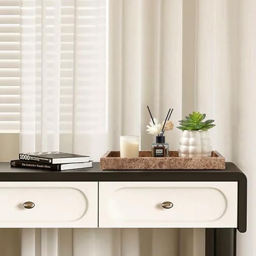 Marble Bathroom Tray,Pure Natural Vanity Tray | Marble Tray for Kitchen Counter Non-Ceramic/Non-Resin,Stone Trays 12 x 8 inch （Dark Brown） - color: Dark Brown