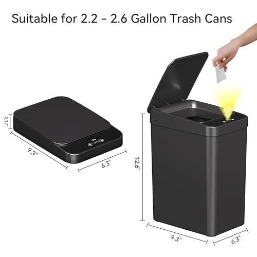 FRESHLIX Replacement Trash Can Lid Compatible with 2.2 x 2.6-Gallon Sensor Trash Can Battery Powered Black - color: Black-Lid
