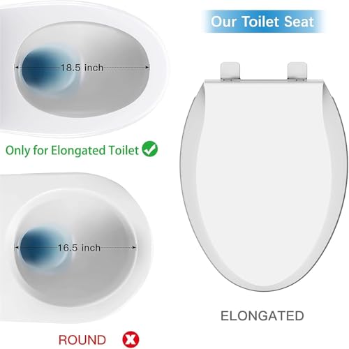 19'' Elongated Toilet Seat with Built-In Toddler Seat, Soft Close Potty Training Toilet Seat for Adult & Child, Durable PP Seat, Easy to Install & Remove, Fits Most Standard Toilets - color: White, size: Elongated with Toddler Seat