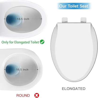 19'' Elongated Toilet Seat with Built-In Toddler Seat, Soft Close Potty Training Toilet Seat for Adult & Child, Durable PP Seat, Easy to Install & Remove, Fits Most Standard Toilets - color: White, size: Elongated with Toddler Seat